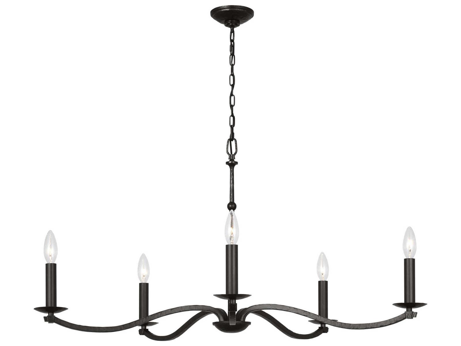 Visual Comfort Studio Wellen 5-Light Aged Iron Black Candelabra Chandelier