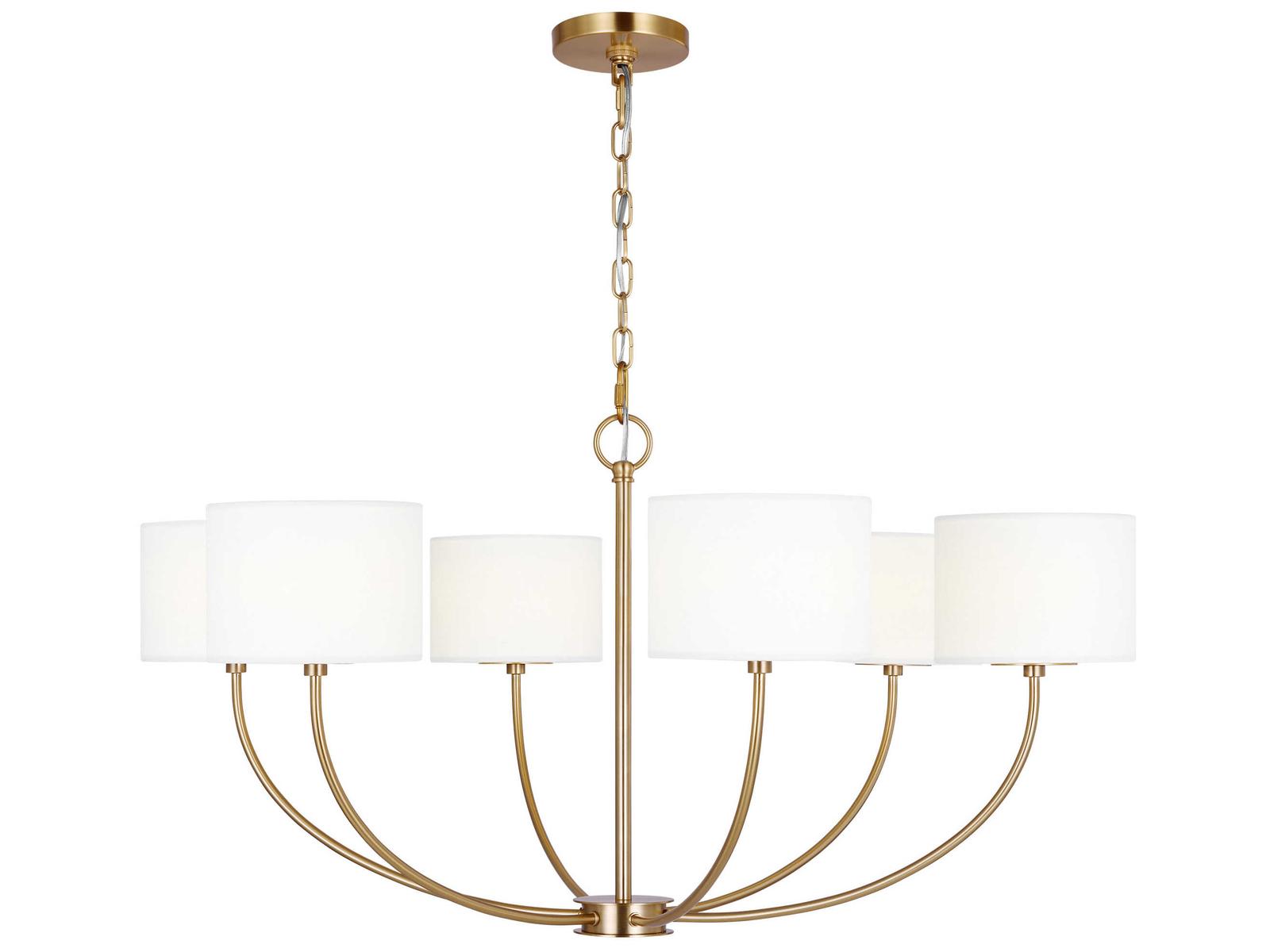 Visual Comfort Studio Sawyer 6-Light Burnished Brass Drum Chandelier