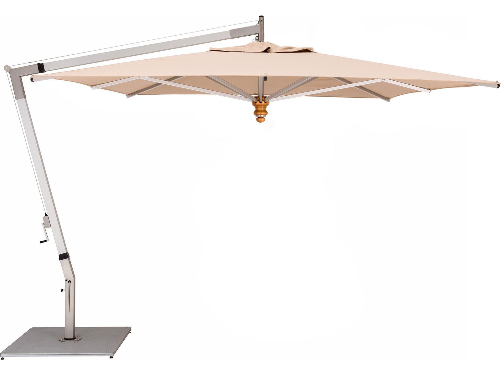 Woodline Shade Solutions Pendulum Aluminum Cantilever 11.5 Foot Square Crank Lift Outdoor Patio Umbrella