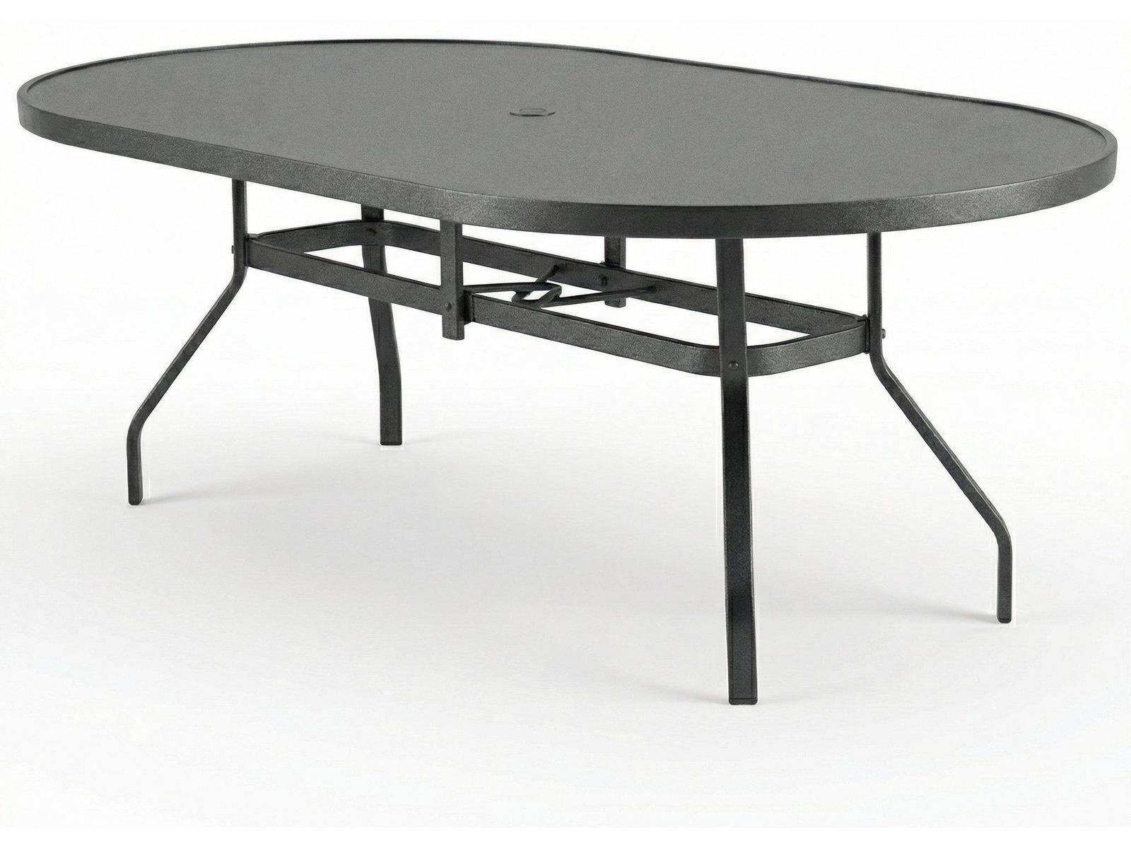 Windward Design Group Avalon II Aluminum Oval Patio Dining Table with Umbrella Hole