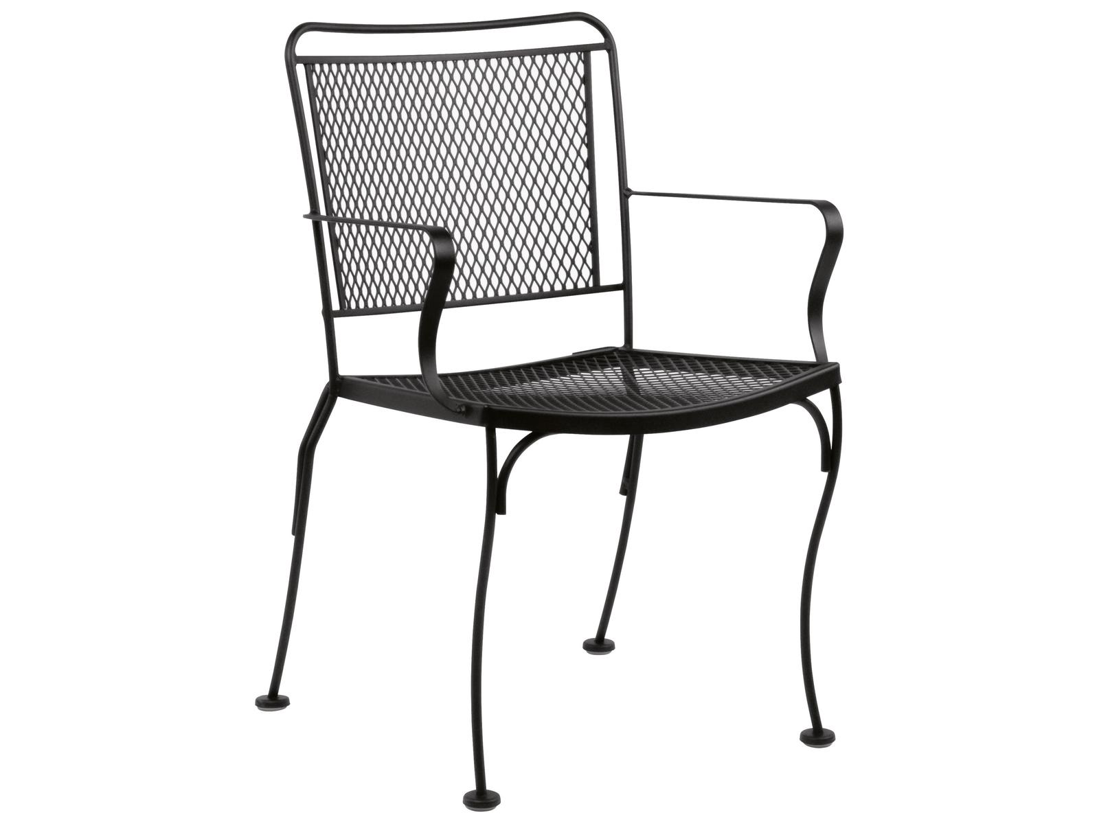 Woodard Constantine Wrought Iron Stackable Outdoor Dining Arm Chair