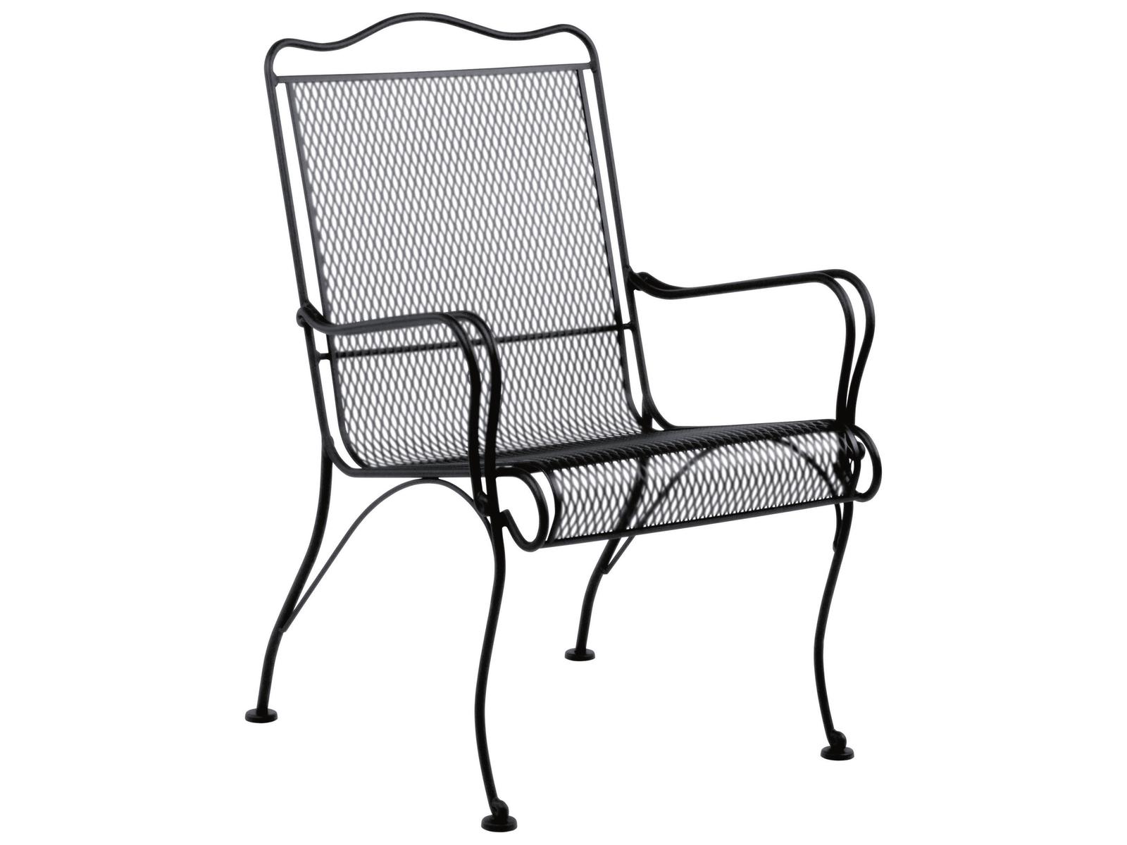 Woodard Tucson Mesh Wrought Iron High Back Patio Lounge Chair with Cushion