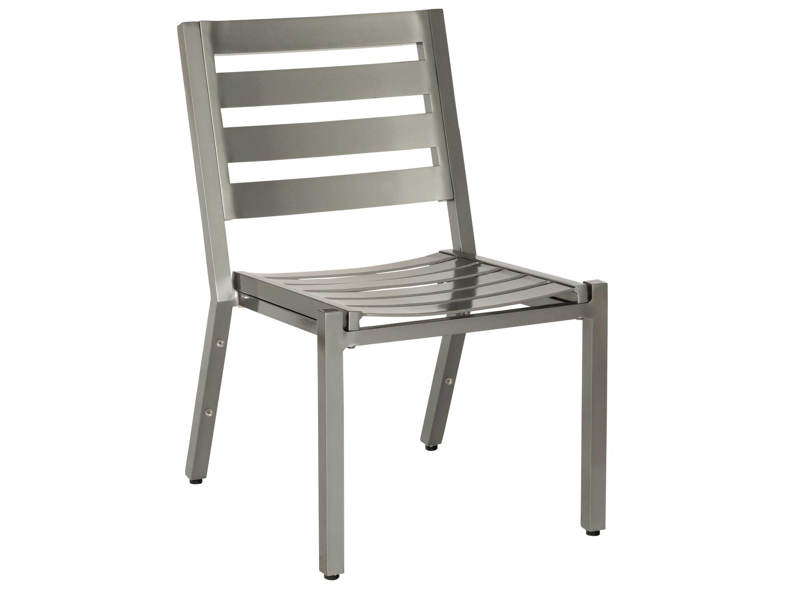 Woodard Palm Coast Slat Aluminum Stackable Outdoor Dining Side Chair