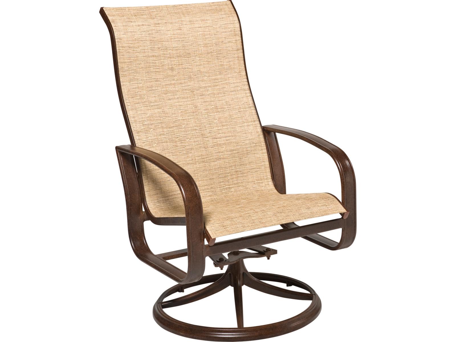 Woodard Cayman Isle Sling Aluminum High Back Swivel Rocker Outdoor Patio Dining Arm Chair