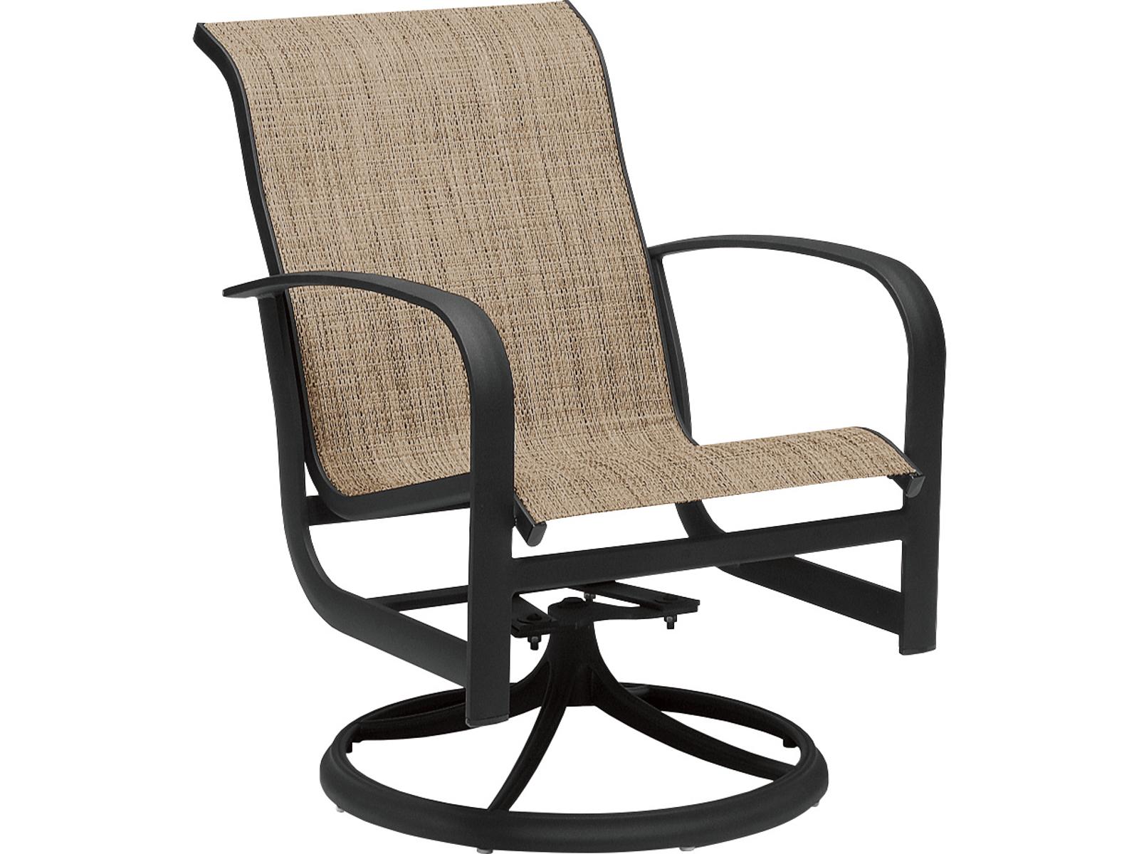 Woodard Fremont Sling Swivel Rocker Dining Arm Chair