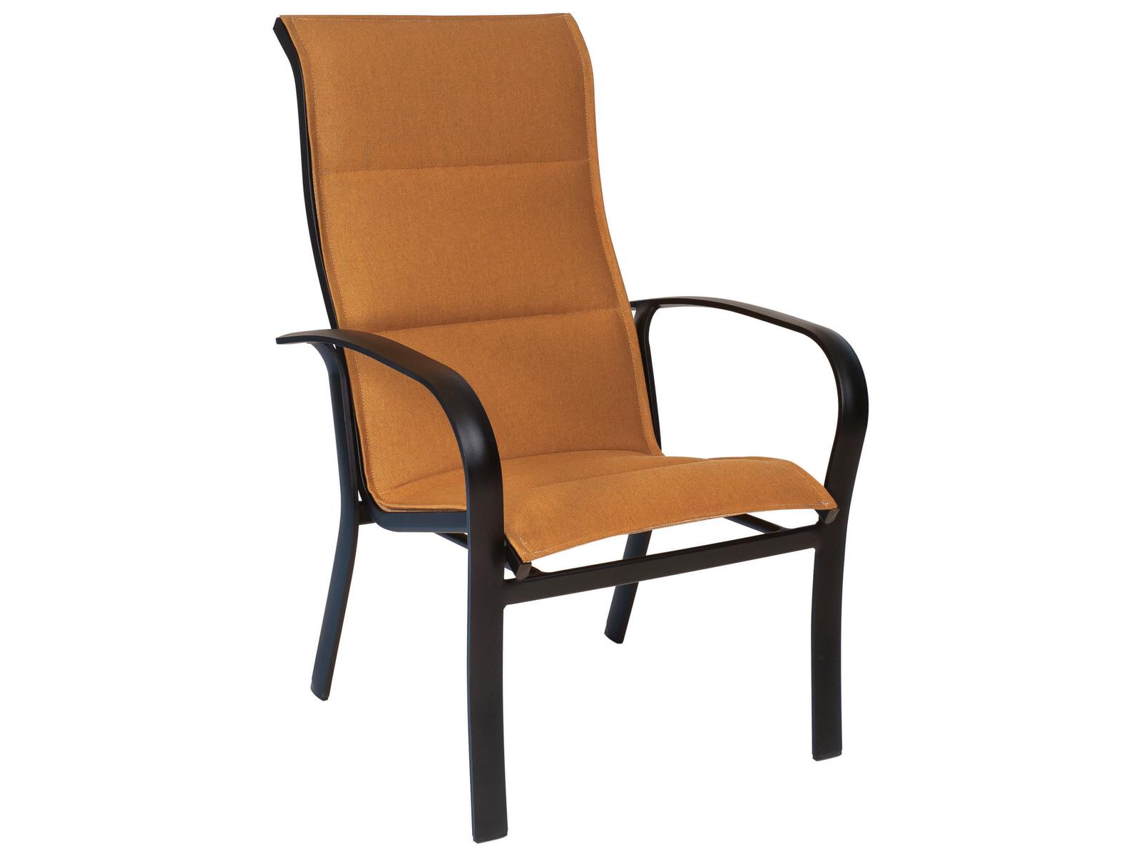 Woodard Fremont Padded Sling Aluminum Stackable High Back Outdoor Patio Dining Arm Chair
