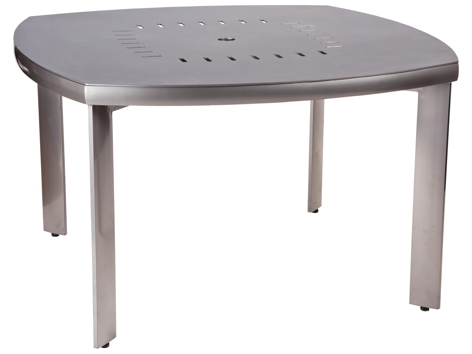 Woodard Metropolis Aluminum Square Round Outdoor Dining Table with Umbrella Hole
