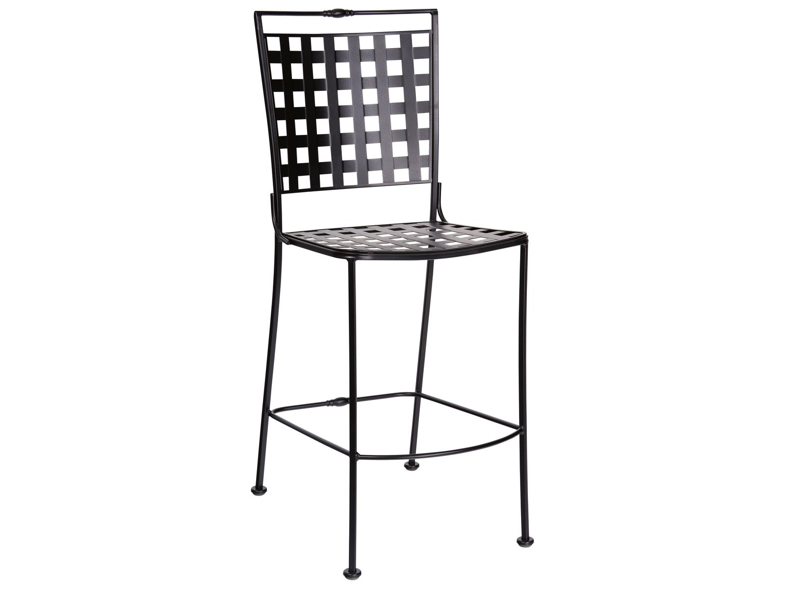 Woodard Sheffield Wrought Iron Patio Bar Stool with Cushion
