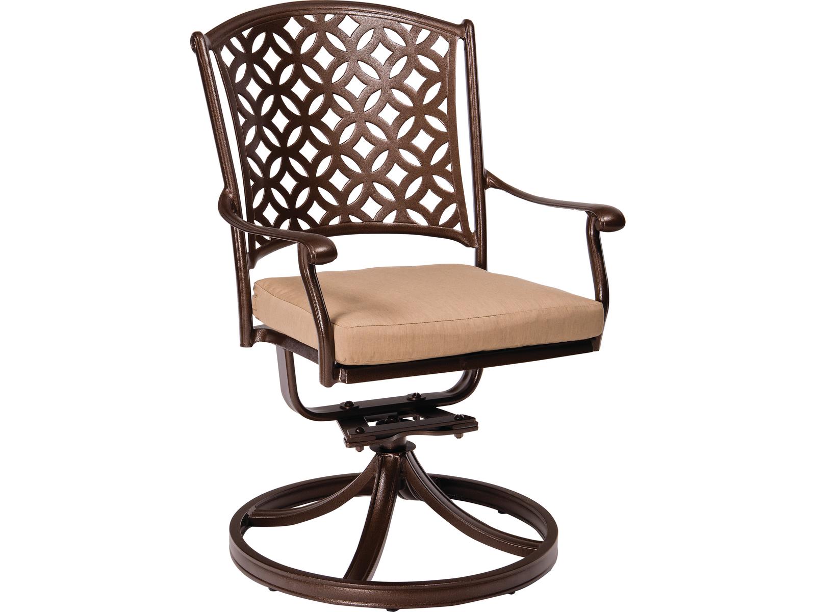 Woodard Casa Cast Aluminum Swivel Rocker Outdoor Dining Arm Chair with Cushion
