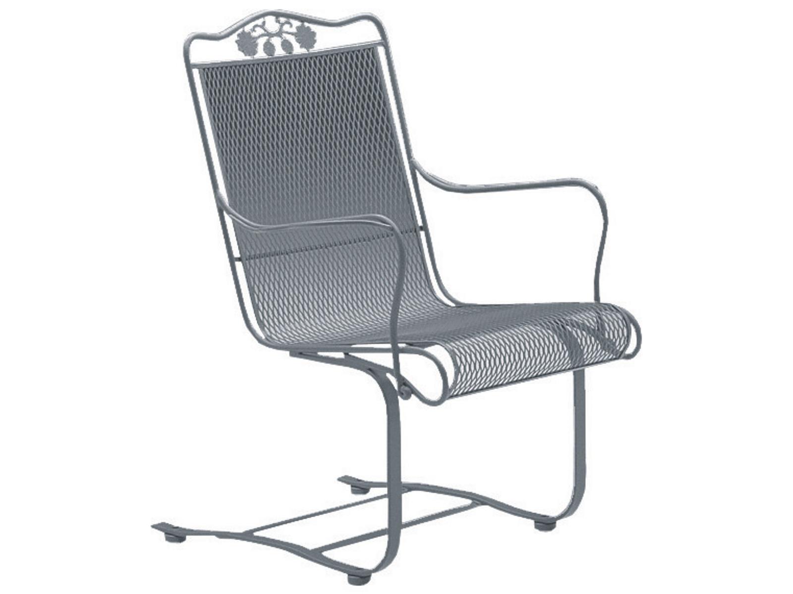 Woodard Briarwood Wrought Iron High Back Spring Outdoor Patio Lounge Chair with Cushion