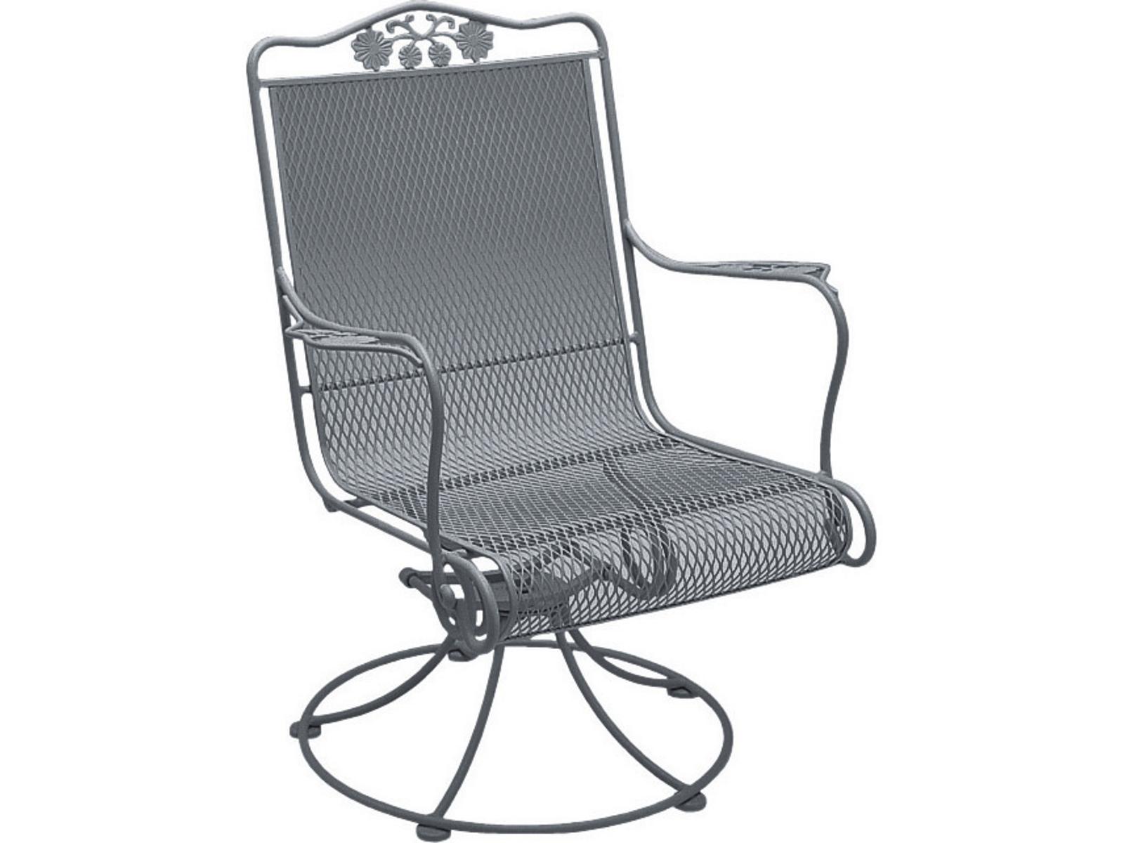 Woodard Briarwood Wrought Iron High Back Swivel Rocker Outdoor Dining Arm Chair