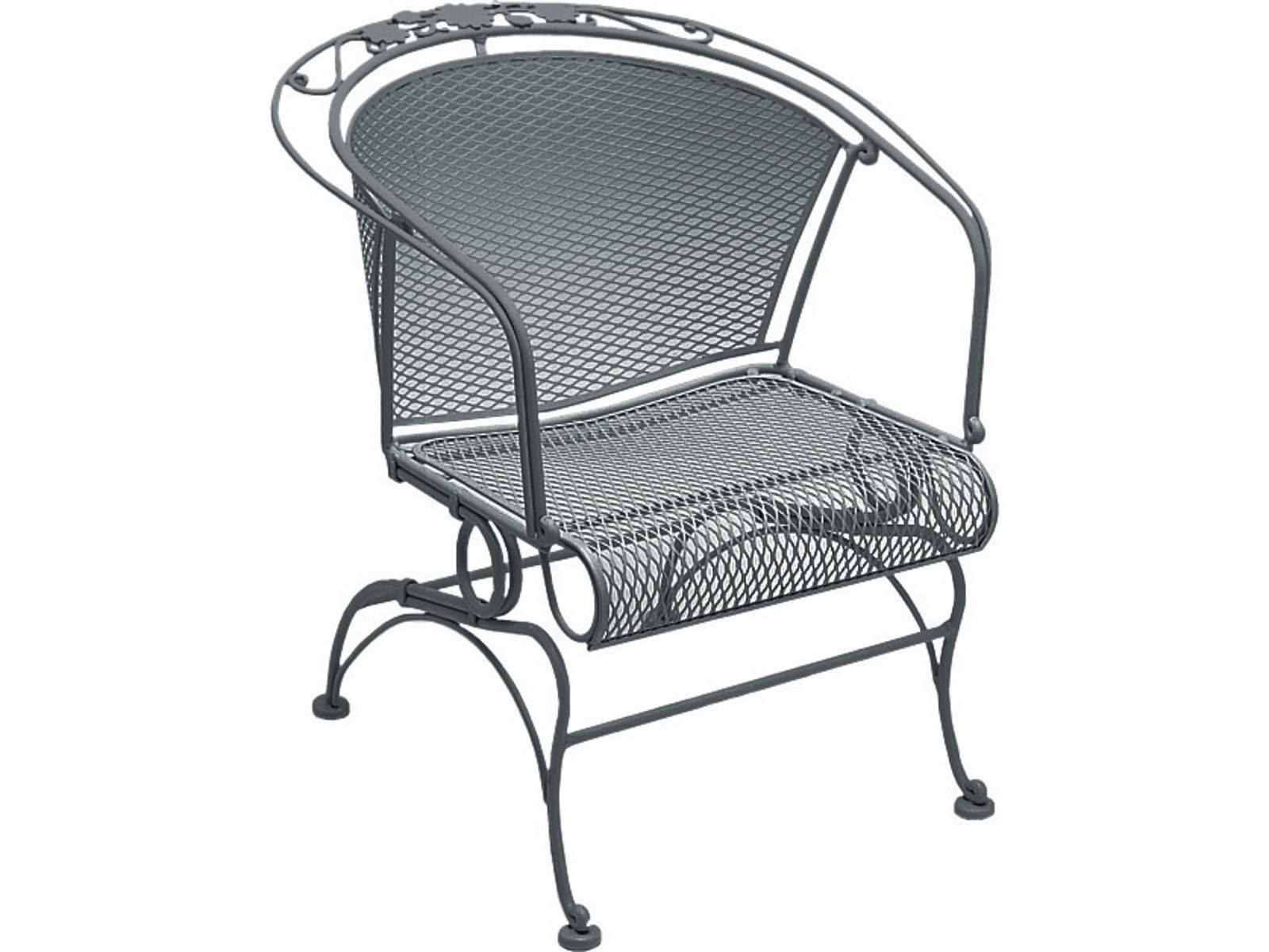 Woodard Briarwood Wrought Iron Coil Spring Barrel Outdoor Dining Arm Chair