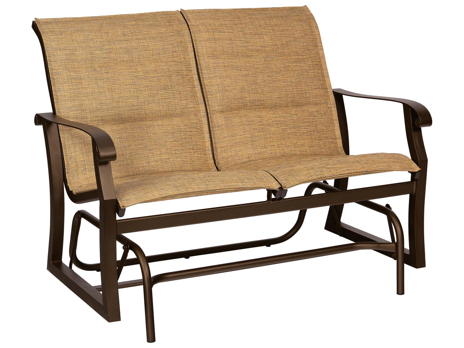 Woodard Cortland Padded Sling Aluminum Glider Outdoor Patio Loveseat