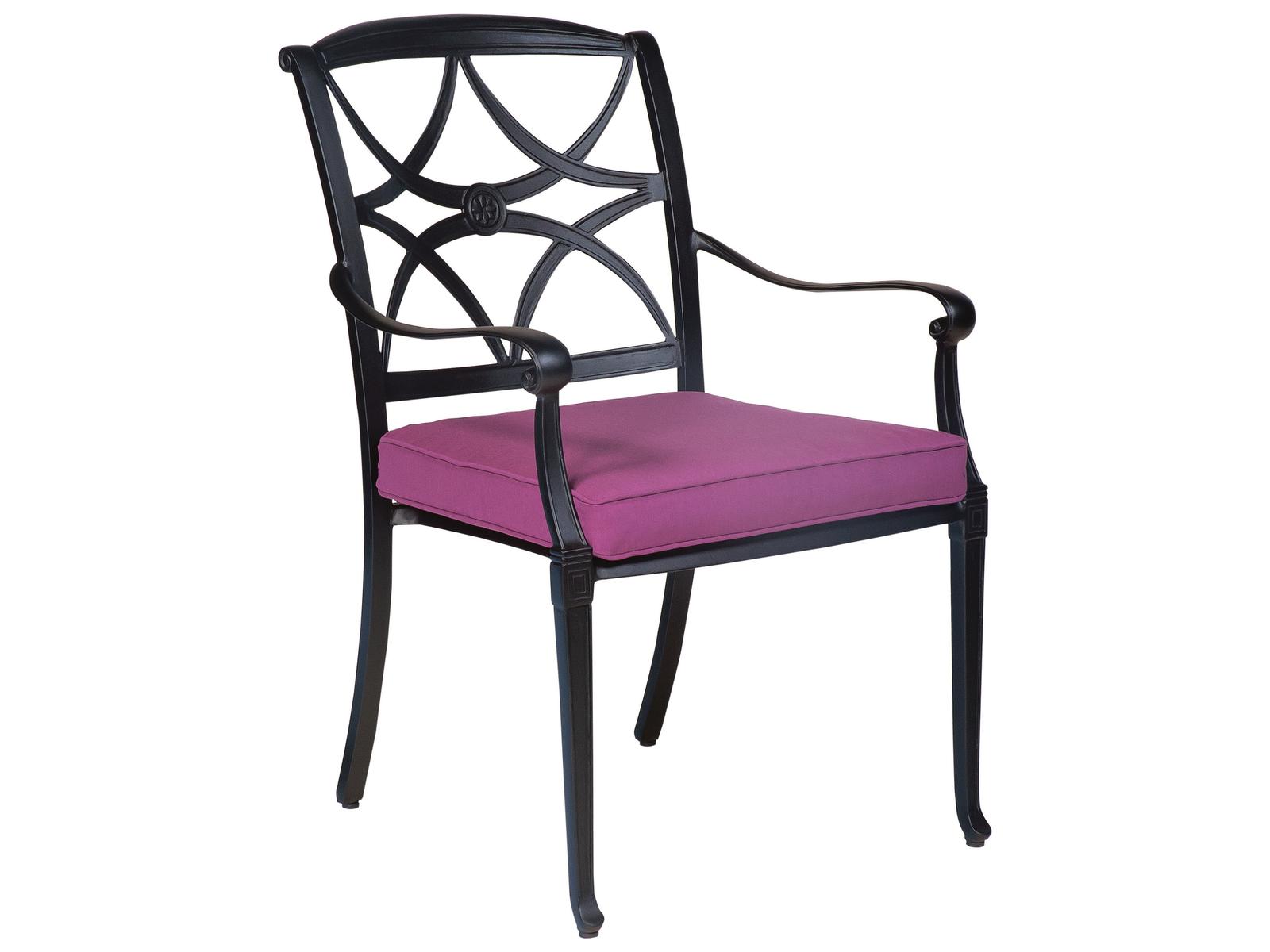 Woodard Wiltshire Cast Aluminum Patio Dining Arm Chair with Cushion