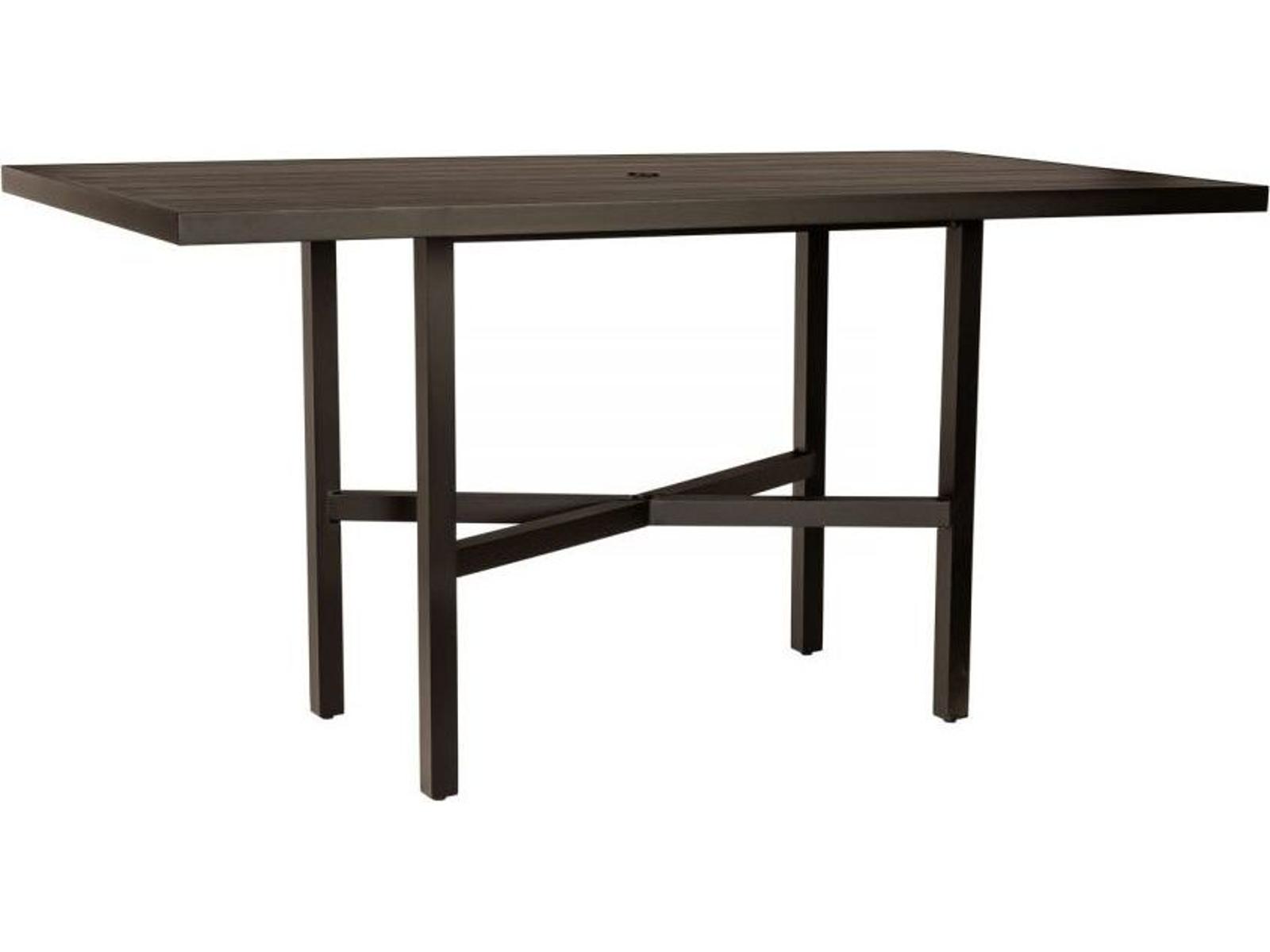 Woodard Tri-slat Aluminum Rectangular Outdoor Bar Table with Umbrella Hole