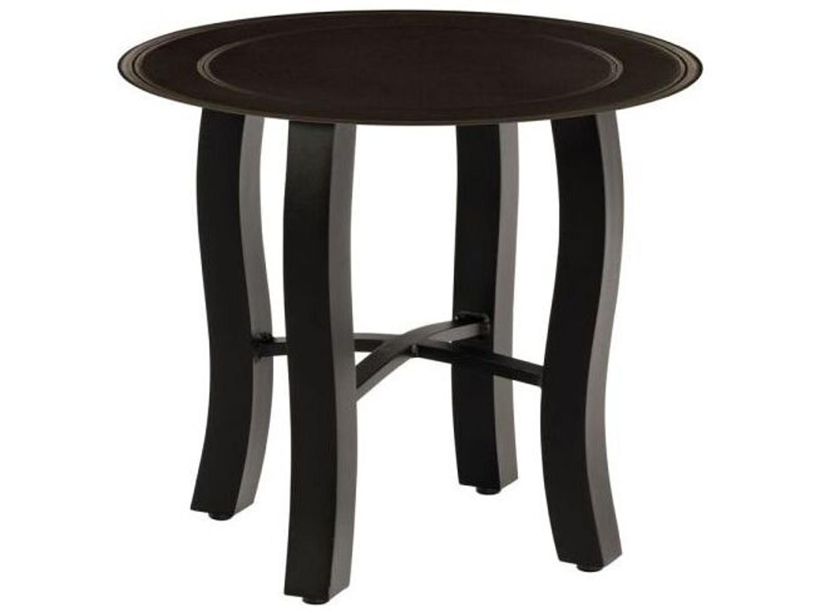 Woodard Solid Cast Aluminum Round Outdoor End Table in Carson Base