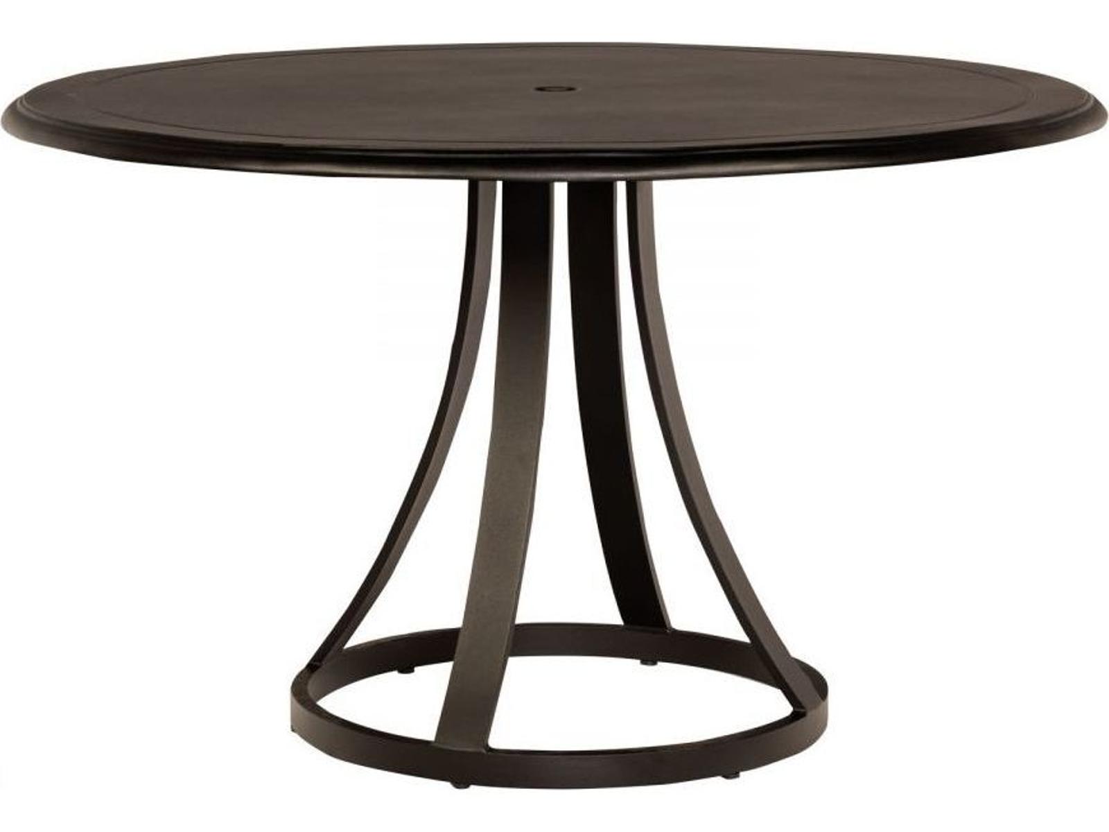 Woodard Solid Cast Aluminum Round Patio Dining Table with Umbrella Hole