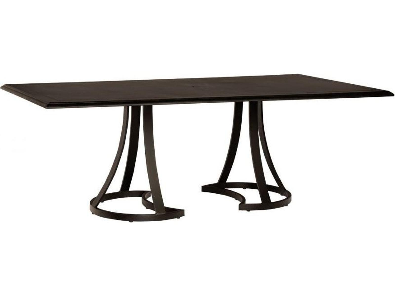 Woodard Solid Cast Aluminum Rectangular Outdoor Patio Dining Table with Umbrella Hole