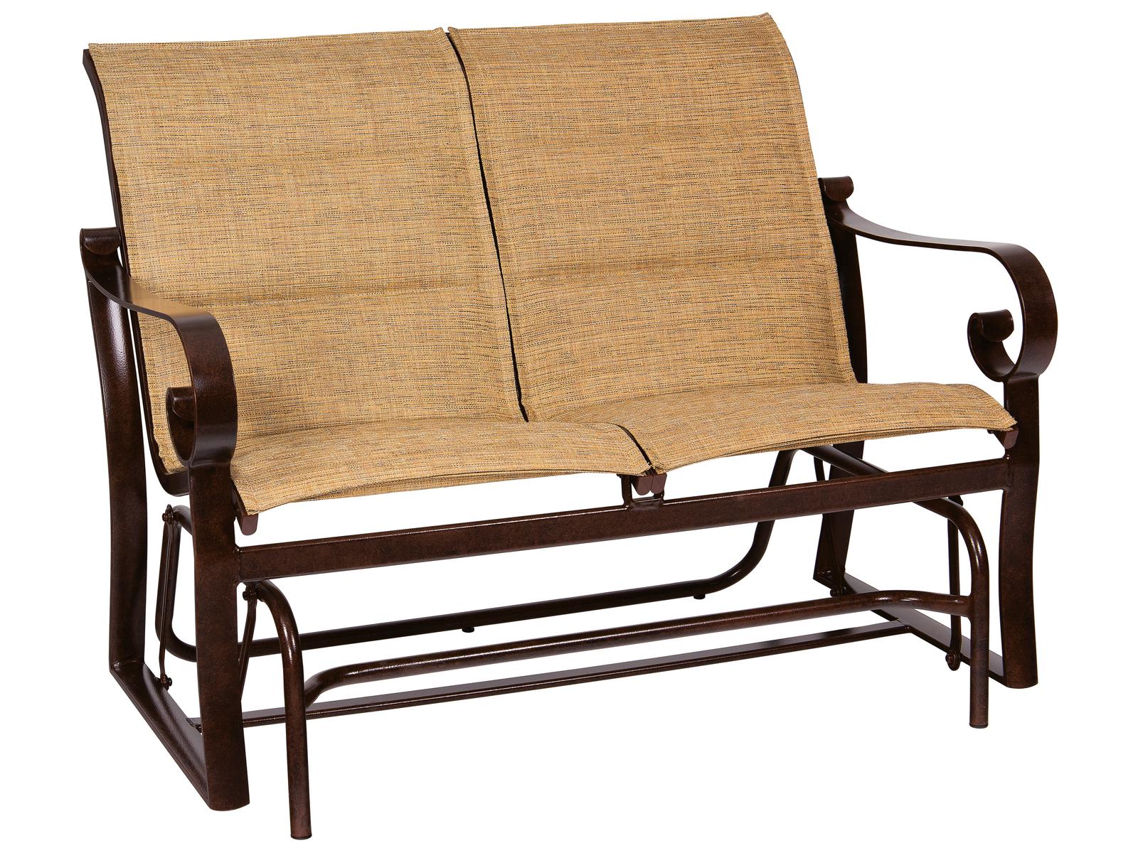 Woodard Belden Padded Sling Aluminum Glider Outdoor Patio Loveseat
