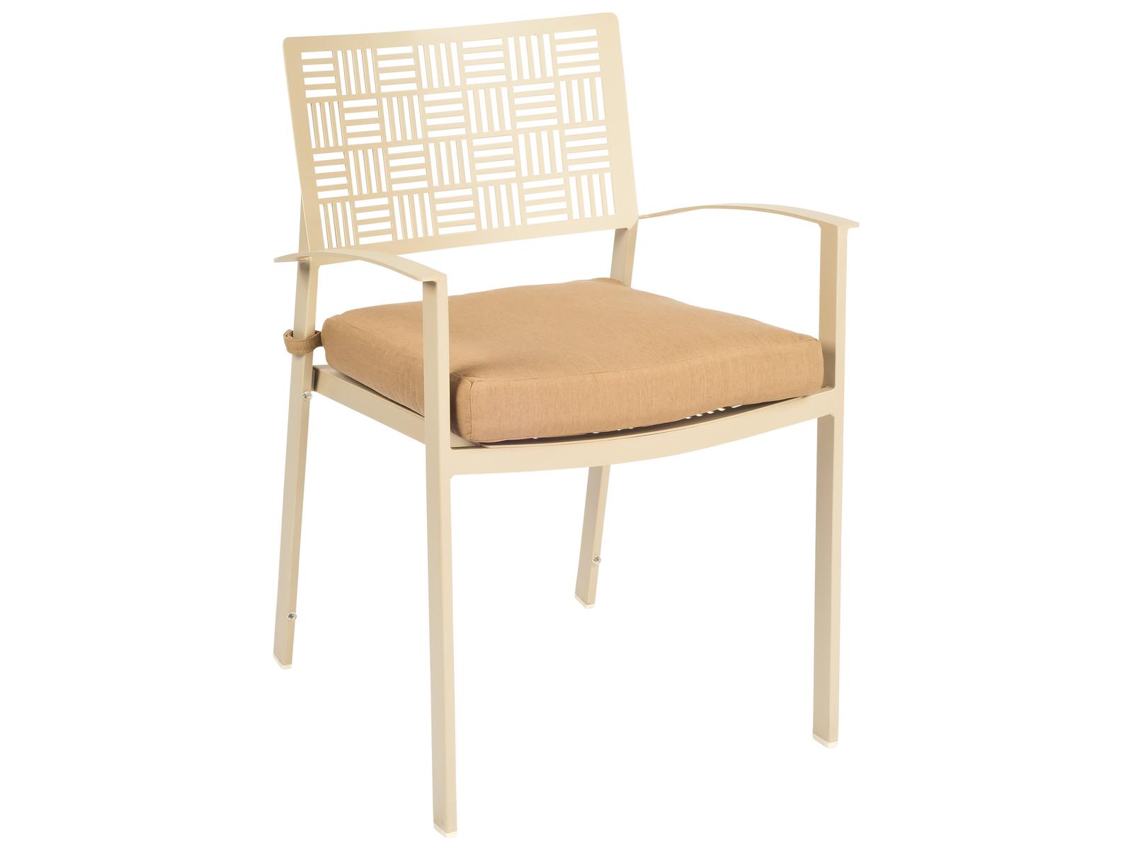 Woodard New Century Wrought Iron Patio Dining Arm Chair with Cushion