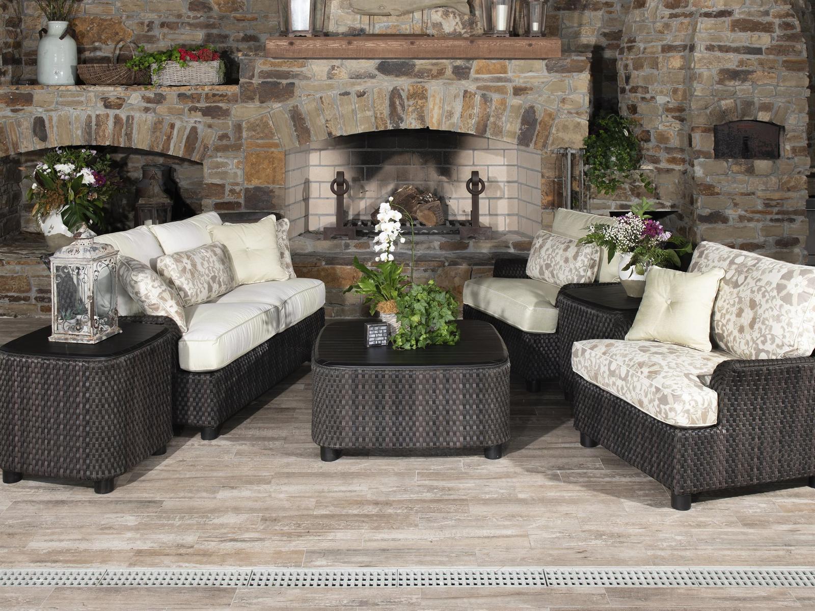 Woodard Whitecraft Aruba Wicker Amazon Mahogany Outdoor Patio Lounge Set