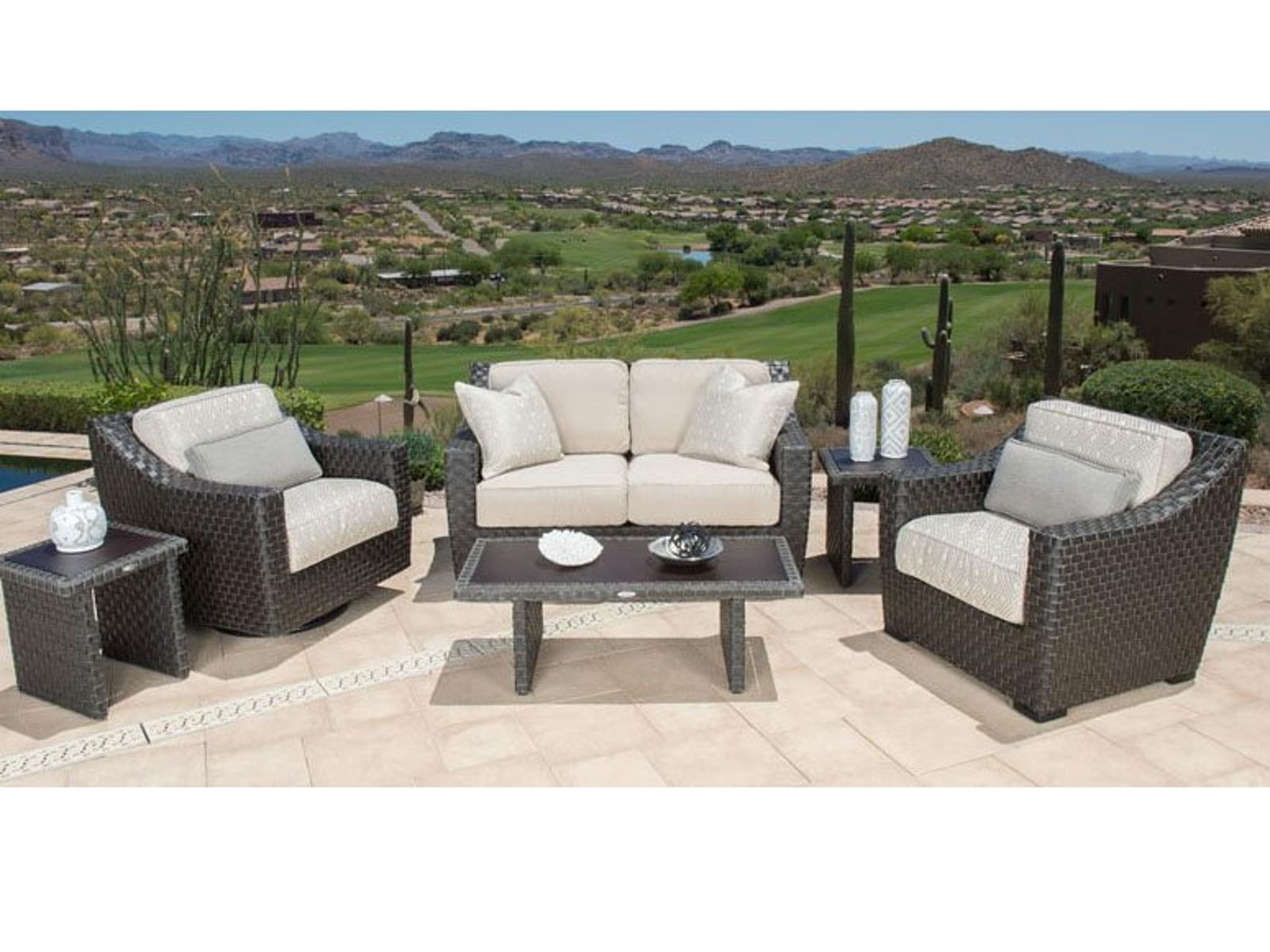 Woodard Cooper Wicker Amazon Mahogany Patio Lounge Set