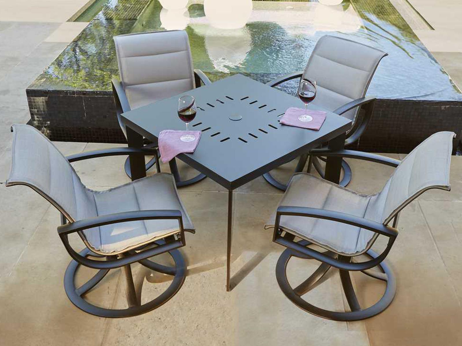 Woodard Metropolis Padded Sling Aluminum Patio Dining Set