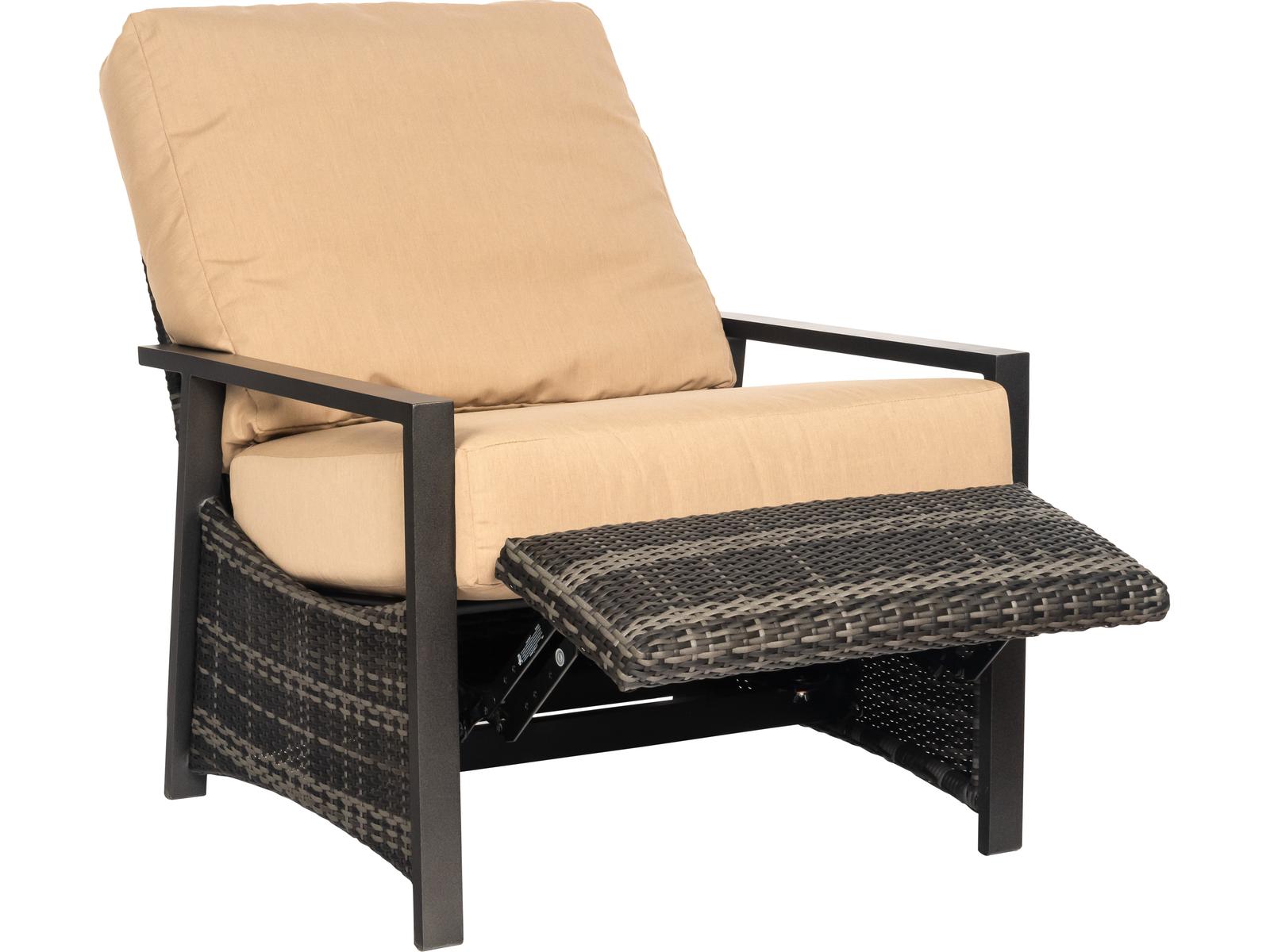 Woodard Geni Wicker Charcoal Gray Reclining Outdoor Patio Lounge Chair