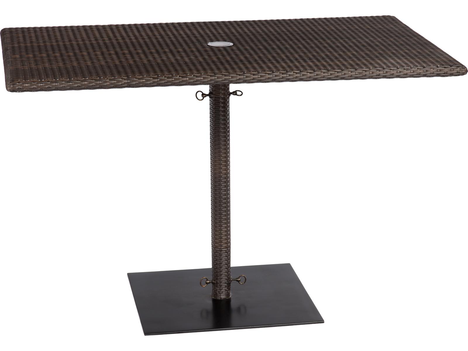 Woodard Whitecraft All-Weather Wicker Rectangular Patio Dining Table with Umbrella Hole