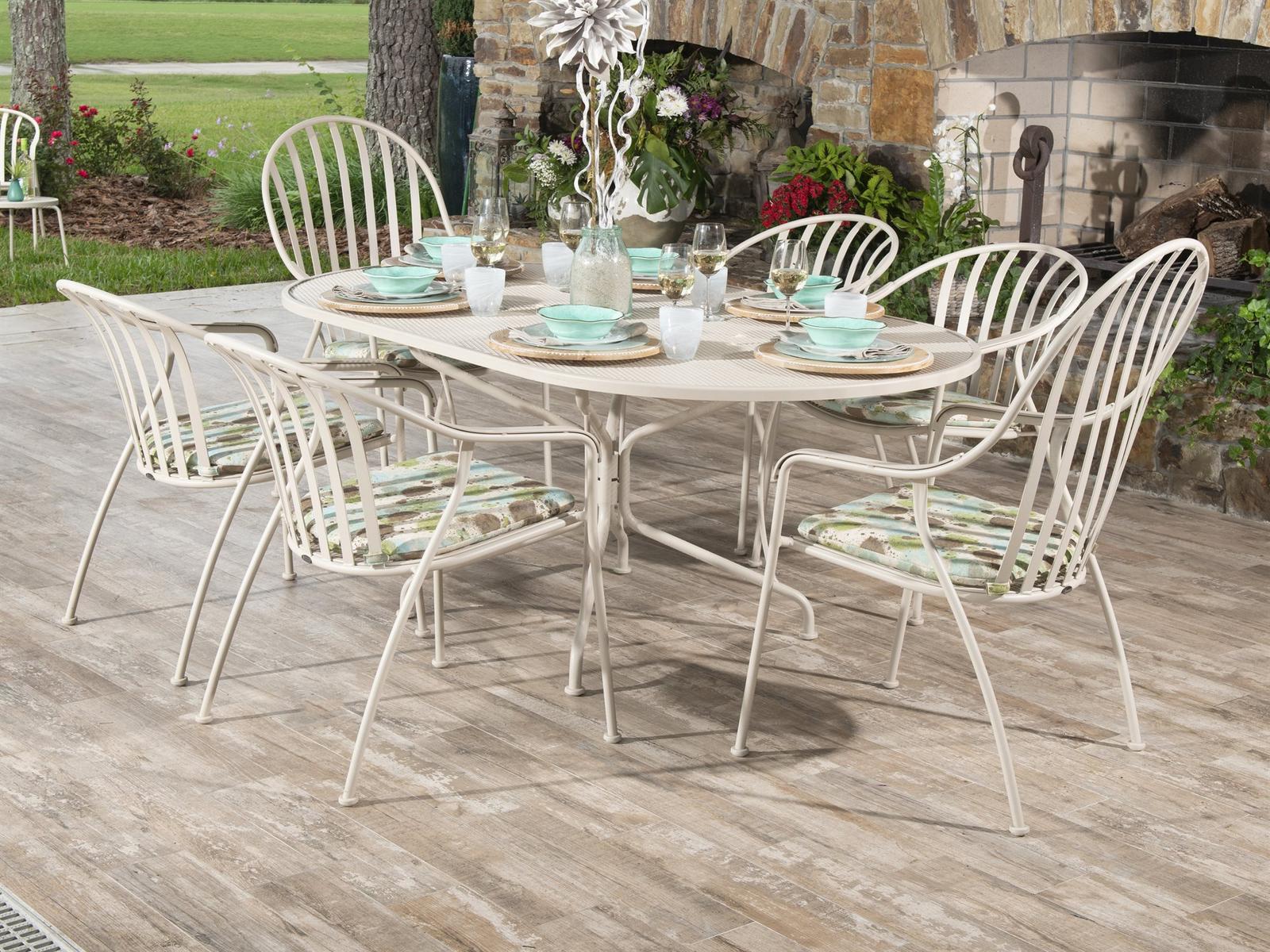 Woodard Valencia Wrought Iron Outdoor Patio Dining Set