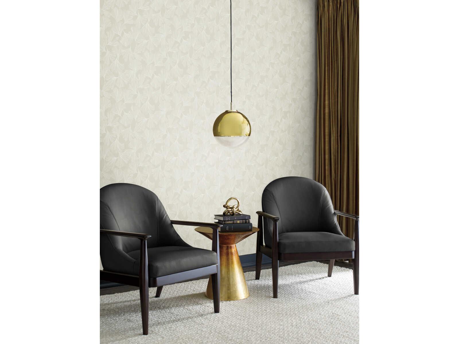 York Wallcoverings Antonina Vella Dazzling Dimensions Volume II Cream Gingko Toss Wallpaper