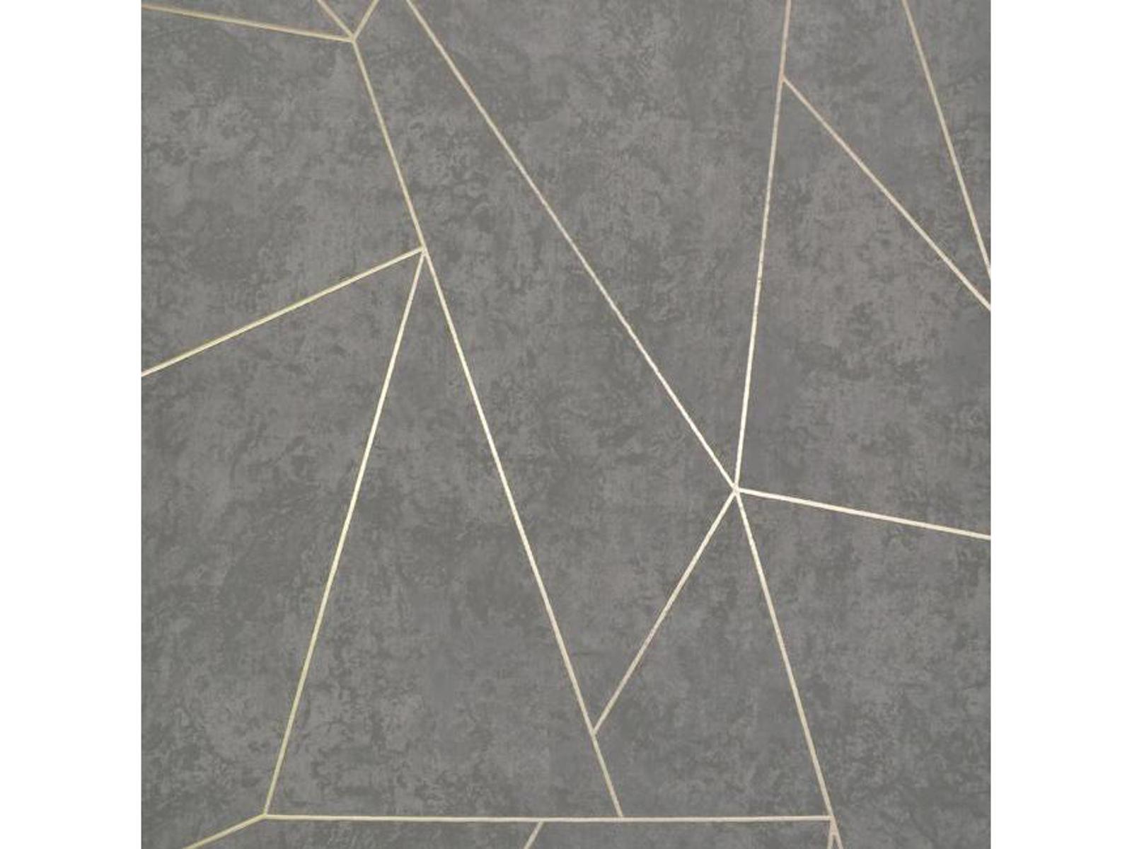 York Wallcoverings Antonina Vella Modern Metals Dark Grey Gold Nazca Wallpaper