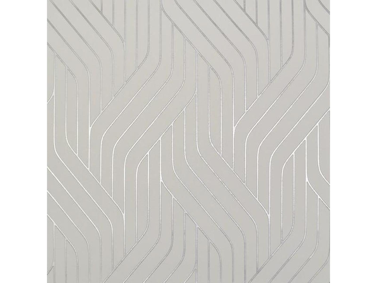 York Wallcoverings Antonina Vella Modern Metals White Silver Ebb Flow Wallpaper
