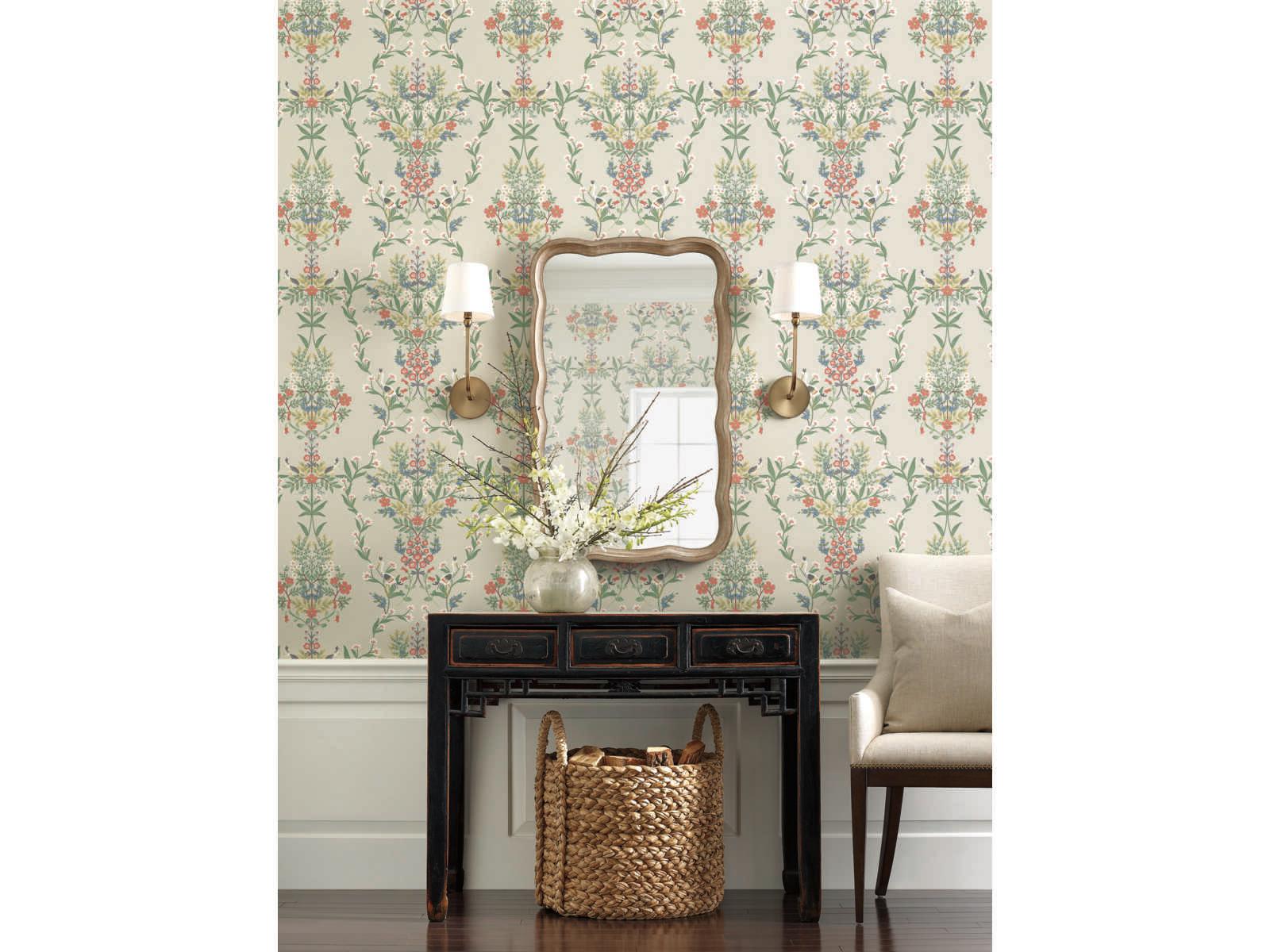 York Wallcoverings Rifle Paper Co. Second Edition Beige Red Luxembourg Wallpaper