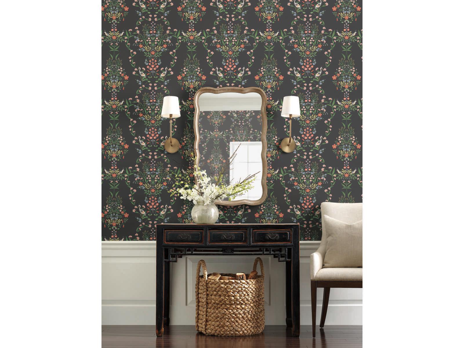 York Wallcoverings Rifle Paper Co. Second Edition Black Luxembourg Wallpaper