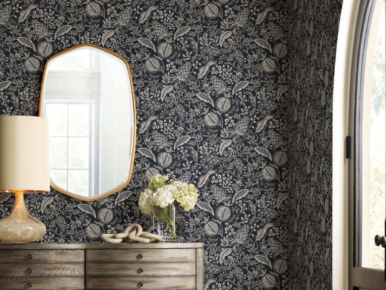 York Wallcoverings Rifle Paper Co. Second Edition Black Pomegranate Wallpaper