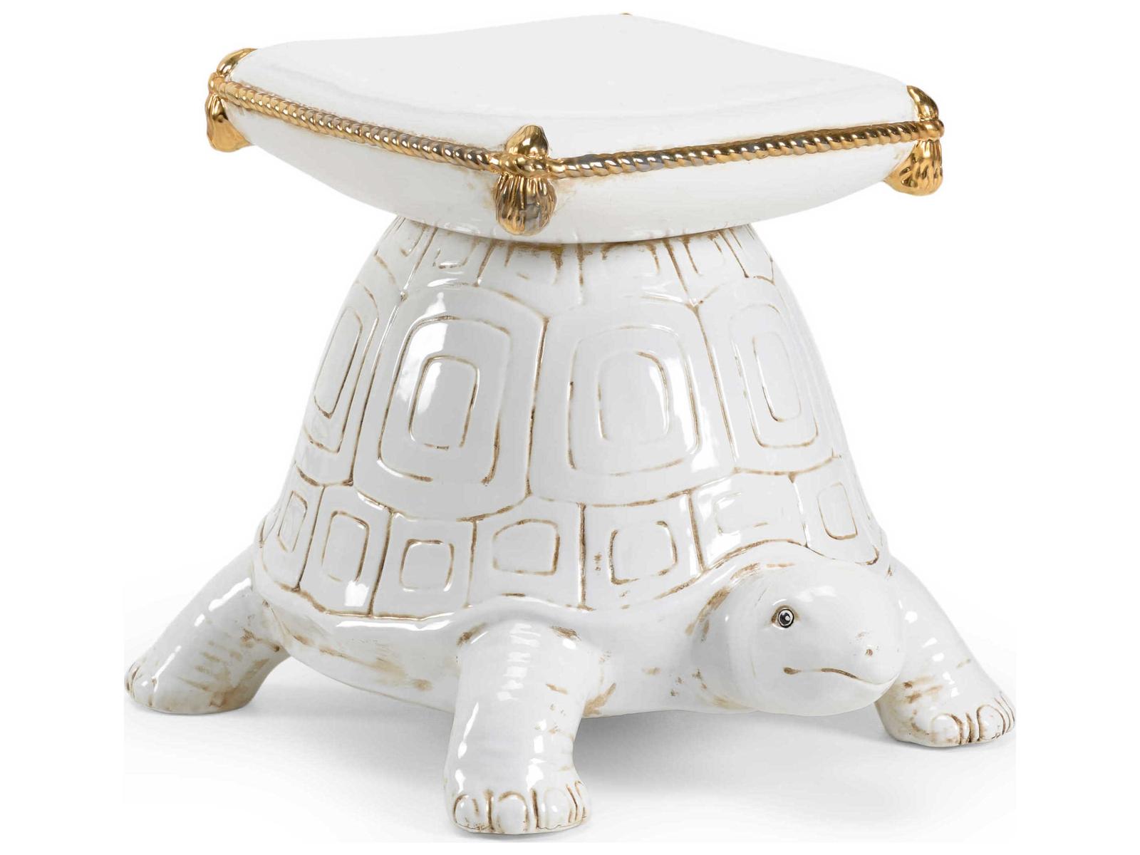 Chelsea House Antique White Metallic Gold Glaze Accent Stool