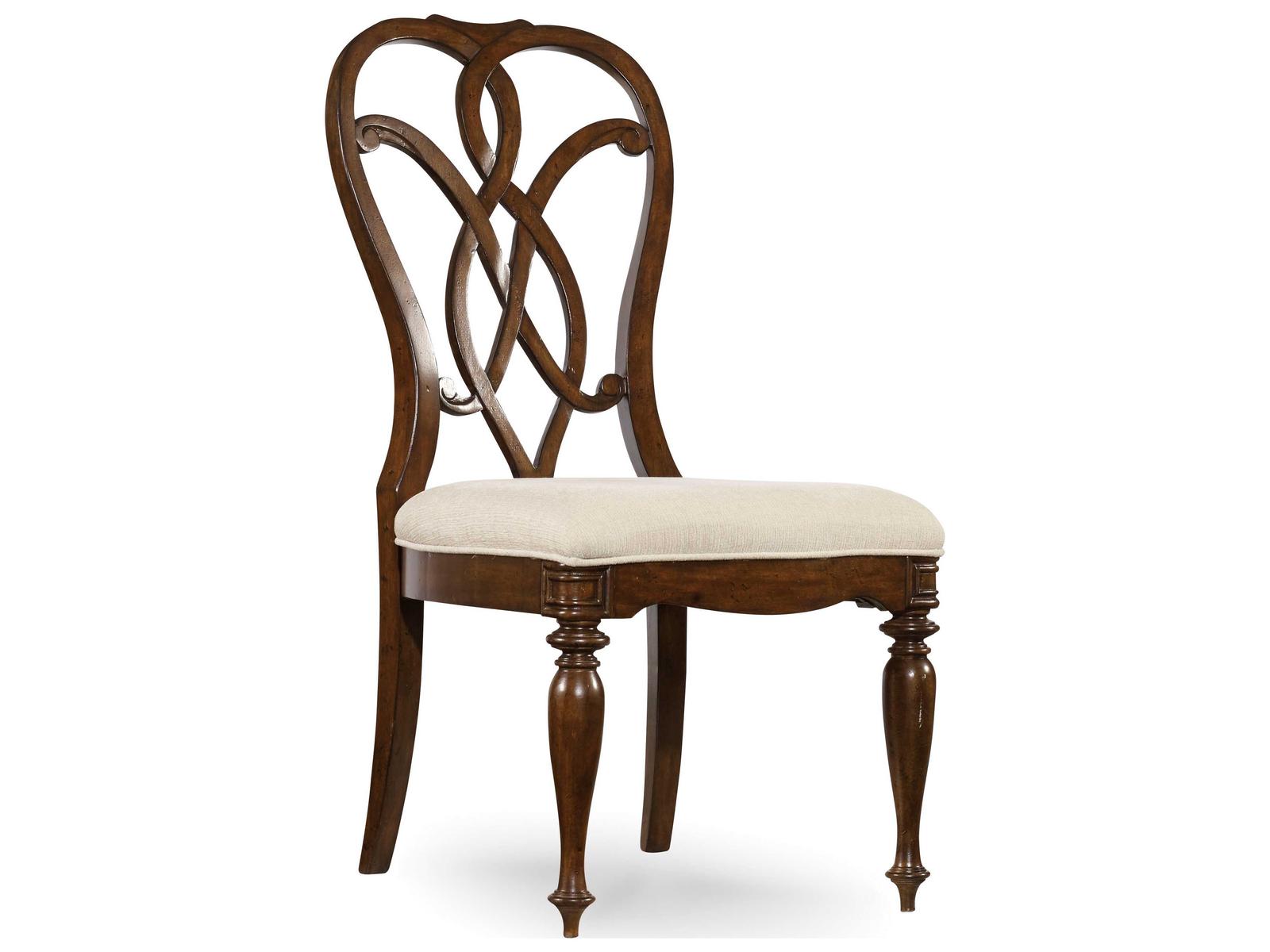 Hooker Furniture Leesburg Mahogany Wood Brown Upholstered Side Dining Chair
