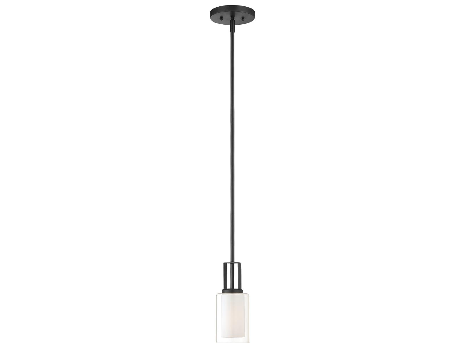 Minka Lavery Parsons Studio 1-Light Sand Coal Black Glass Cylinder Mini Pendant