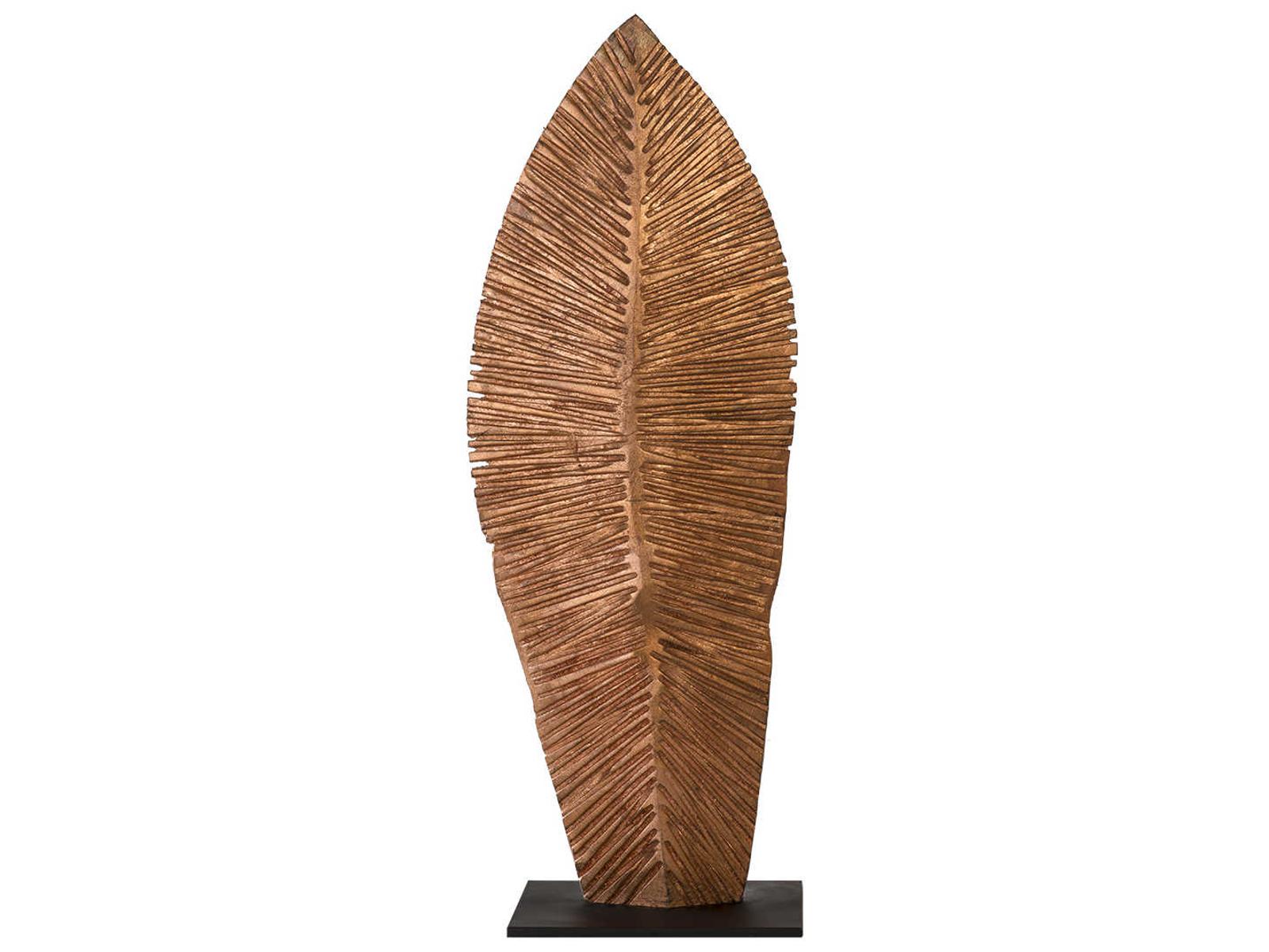 Carved Leaf Sculpture On Stand