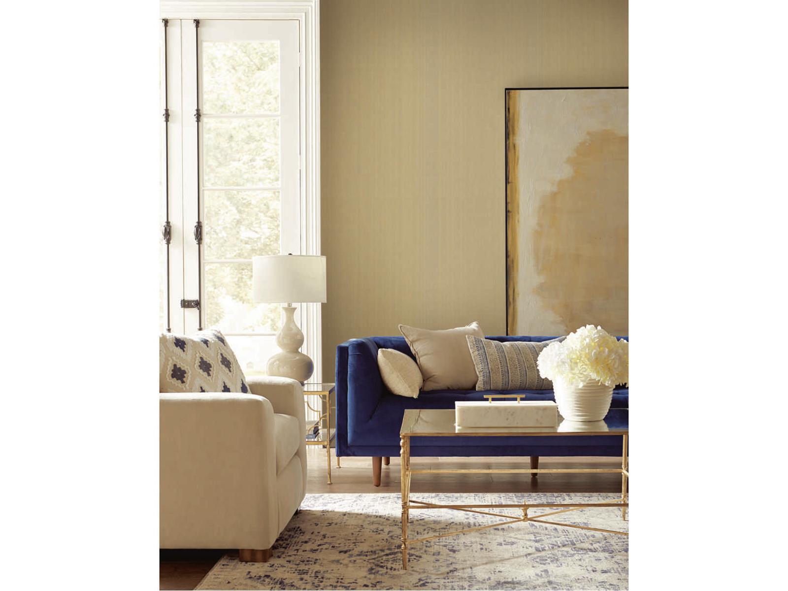 York Wallcoverings Grasscloth Resource Library Cream / Gold Woven Crosshatch Wallpaper