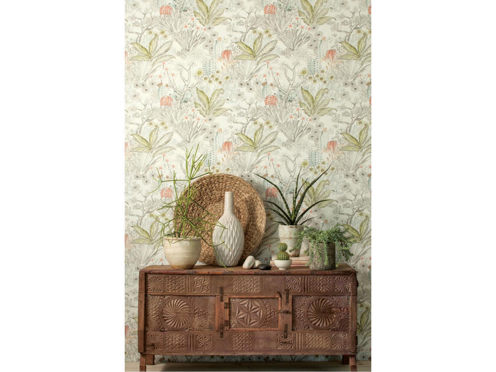 York Wallcoverings Outdoors In Grey Flowering Desert Wallpaper