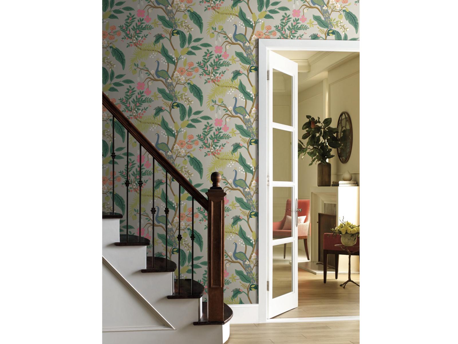 York Wallcoverings Linen Peacock Wallpaper