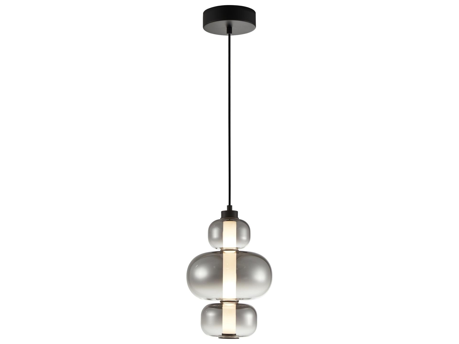 Astra 1-Light Black LED Pendant Light with Smoke Ombre Glass