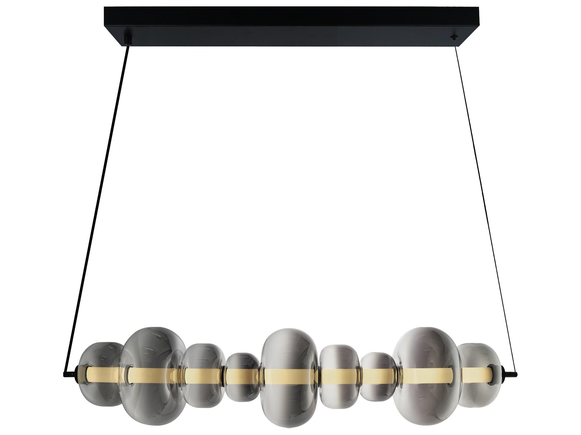 Astra Integrated LED Linear Pendant Light in Black with Smoke Ombre Glass