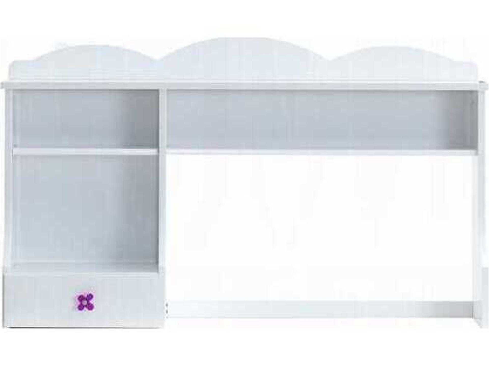 Meyer Desk Hutch White with 3 Open Compartments and Drawer