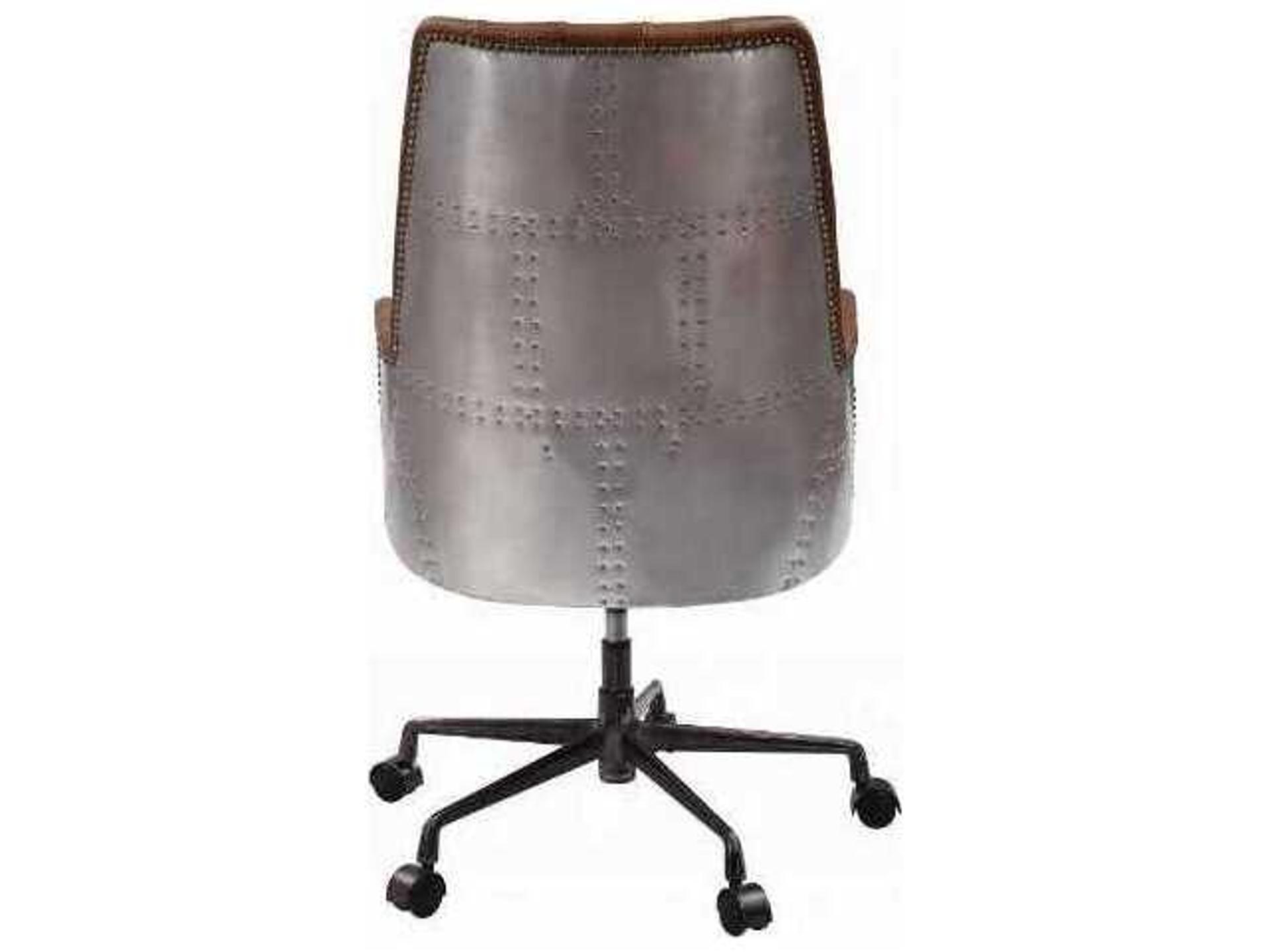 Acme Furniture Brown Leather Adjustable Swivel Executive Desk Chair