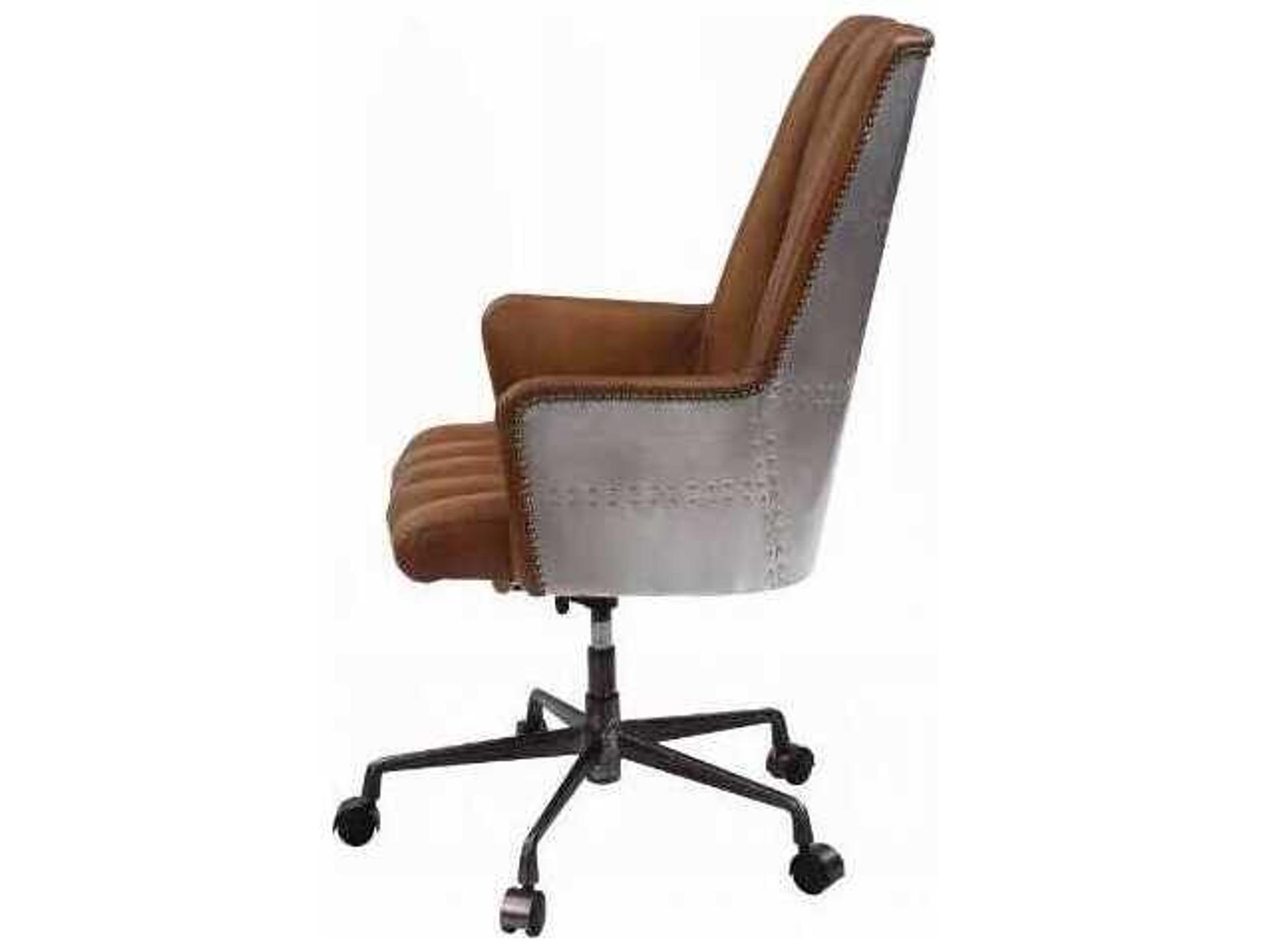 Acme Furniture Brown Leather Adjustable Swivel Executive Desk Chair