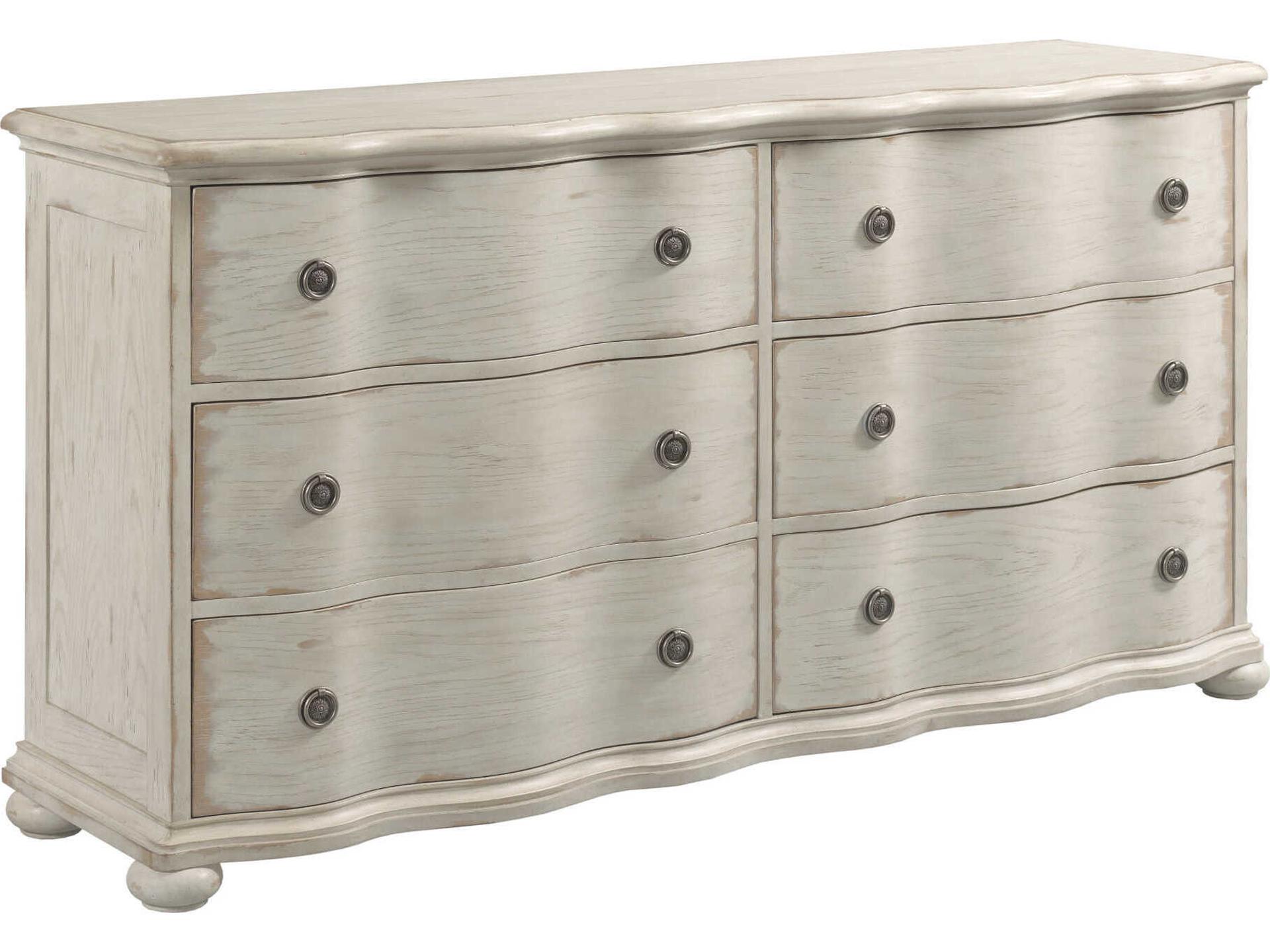 Cambric Helene Six Drawer Dresser in Creme Finish