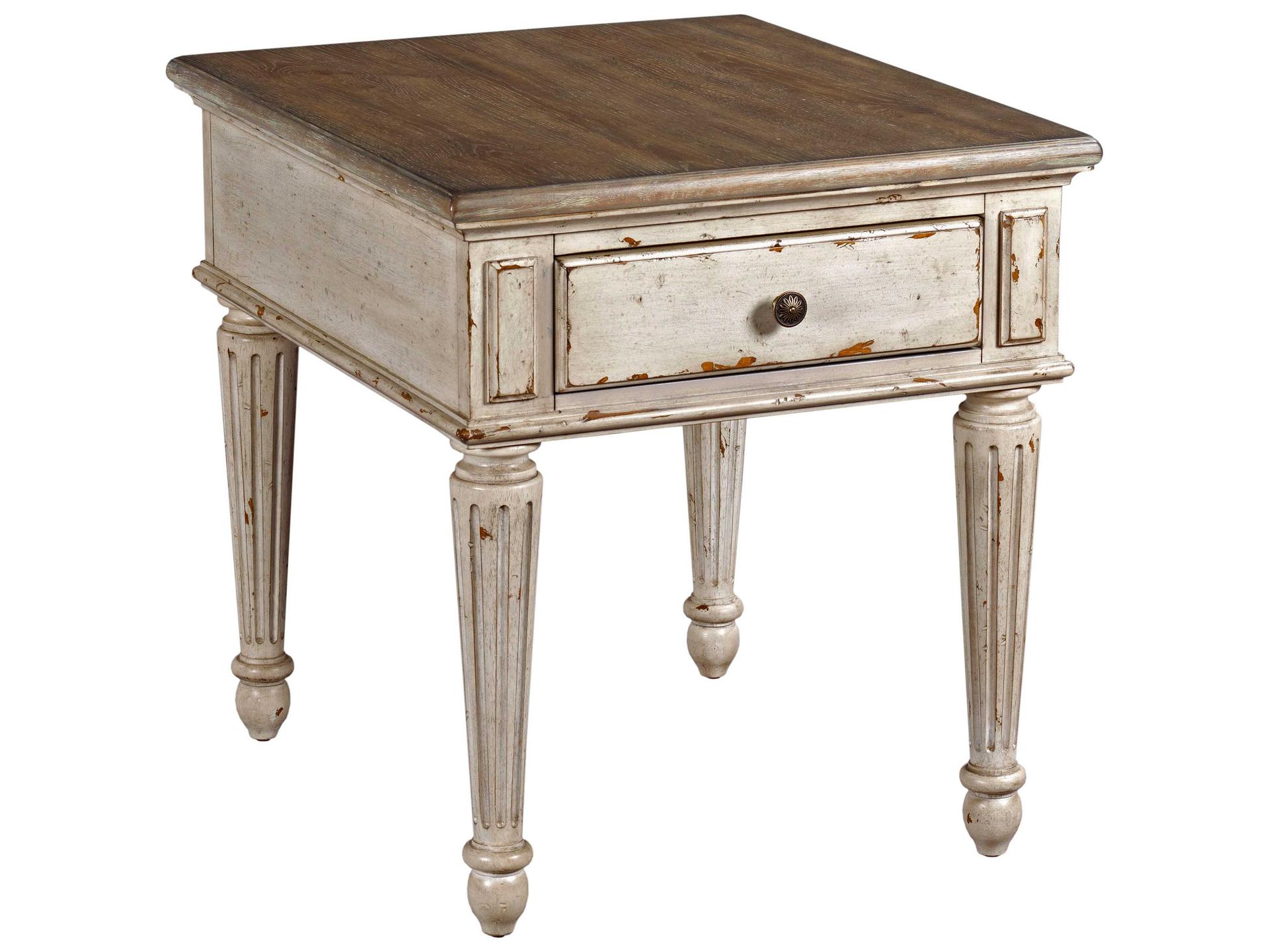 Southbury Drawer End Table in Two-Tone Fossil and Parchment